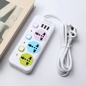 Saudi Arabia Iraq Dubai UK 13A Plug Adapter Multi 3 Way Outlet Power Cord Strip USB Extension Lead Socket