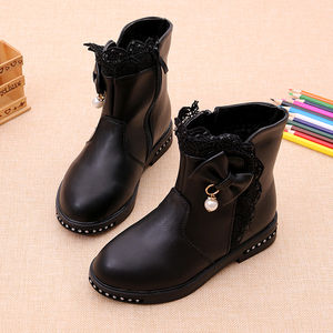 Warme Winterstiefel für Kinder Mädchen Prinzessinnen-Stiefeletten mit Rüschen, Schleife, Perlen Modische Abendschuhe - Product Image 3