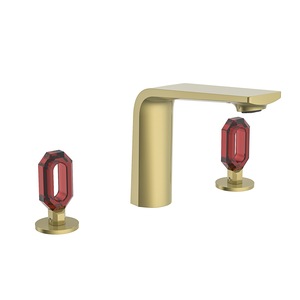 Europese luxe moderne kristallen dubbele knoppenkraan van massief messing met keramische klep, opbouwmontage voor wastafel. - Product Image 1