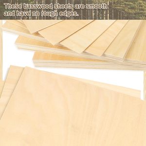 Feuilles de tilleul tilleul pour découpe laser, contreplaqué non fini pour gravure laser modèles de combustion du <span class=keywords><strong>bois</strong></span> peinture bricolage artisanat - Product Image 3