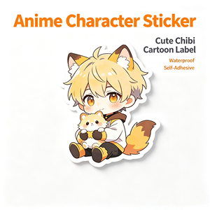 Autocollant Anime Chibi Garçon Renard, Étiquette Dessin Animé Imperméable, Forme Irrégulière, Vinyle Auto-Adhésif, Décoration Cadeau Artisanat - Product Image 1