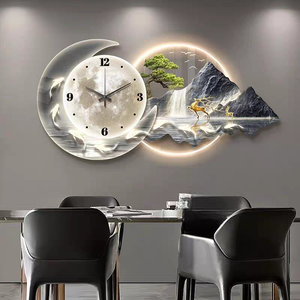 <span class=keywords><strong>Pintura</strong></span> Decorativa de Alta Gama para Sala de Estar con Reloj, Diseño de Árbol Lunar Tallado con UV, Reloj de Pared Acrílico con LED, Directo de Fábrica - Product Image 5