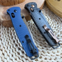Couteau de camping BM-537 léger et portable, outil EDC de qualité collector, options de manche en deux matériaux, changement de lame par bouton-poussoir
