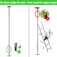 Kit de base inférieure en acier inoxydable avancé pour barre de pole dance, réglable en hauteur, sans échelle ni chaise nécessaire