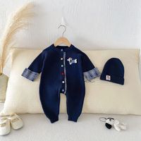 Koreanische Version Herbst Baby Langarm Strick-Kapuzenoverall für Jungen und Mädchen, Baby Outdoor-Kletterkleidung