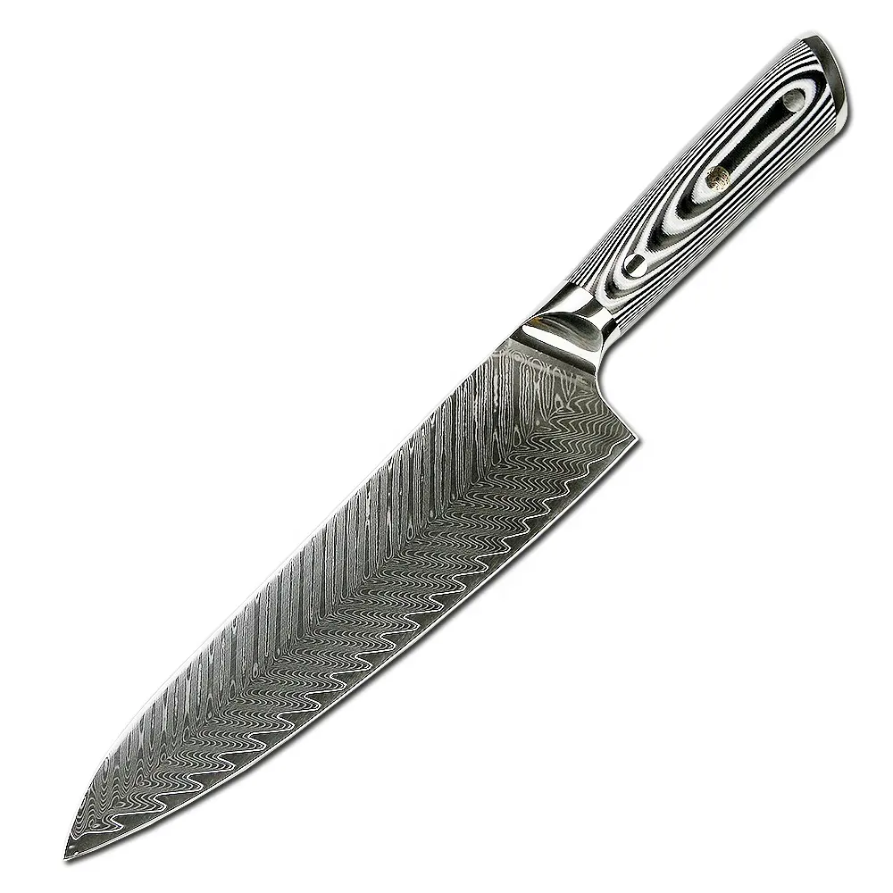 الفضة G10 مقبض دمشق سكين الطاهي في اليابانية AUS-10 السكاكين الصلب المطبخ