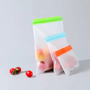 Sacs <span class=keywords><strong>de</strong></span> conservation alimentaire réutilisables pour micro-ondes, en plastique PP/PE avec support en silicone, pochette <span class=keywords><strong>de</strong></span> congélation pour salades et sandwichs - Product Image 2