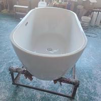 Baignoire autoportante en acrylique pur, moderne, écologique, personnalisable, couleur blanc brillant, avec massage à air, design ovale, avec drain
