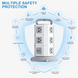Socket <strong>Tower</strong> Power Strip <strong>Plug</strong> Surge Protector Power Strip <strong>Tower</strong> 12 AC Socket 2USB Port Surge Protector - Product Image 3