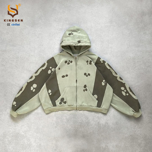 Sudadera con Capucha Extra Grande para Hombre, Estilo Vintage, Lavada con Ácido, con Logotipo Personalizado, de Algodón, con Parches Bordados, Estilo Urbano - Product Image 1