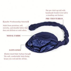Gorro turbante de seda pre-atado con trenza para mujer, gorro para quimioterapia, pañuelo para la cabeza, regalo - Product Image 4