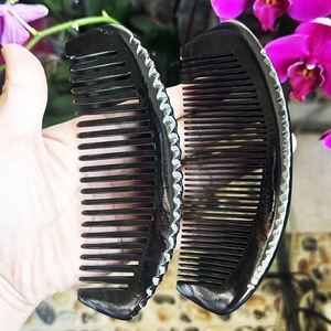 Tùy Chỉnh Logo Handmade Chống-Tĩnh Lớn Rộng Răng Râu Lược Nước Trâu Đen Ox Sừng 10 ~ 20Cm Thoải Mái Tóc Mịn Massage - Product Image 6