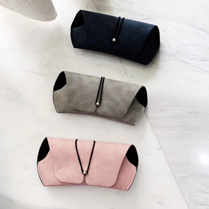 Étui à lunettes en cuir rétro simple, rectangulaire, portable, pour femmes, gris, orange, rose, bleu marine, 6-8,9 pouces - Product Image 3