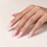 Vente directe usine – 32 faux ongles en gel souple rose fleur de cerisier, longs, pointus, en amande, brillants, à coller, marque privée