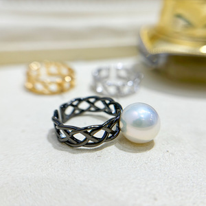 Anillo de Plata S925, Soporte para DIY, Accesorios de Perlas, Joyería de Plata Simple con Cuentas Redondas de 9-13 mm, Anillos de Moda 10444 - Product Image 2