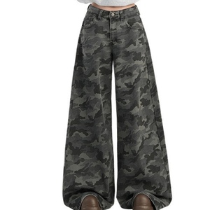 Jeans Anchos Personalizables para Mujer, Transpirables, de Mezclilla, Estilo Camuflaje, Holgados, a la Moda, Casuales, OEM Disponible - Product Image 1