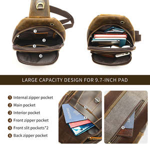 Sac de taille en cuir véritable pour homme, fermeture éclair, fait à la main, randonnée en plein air - Product Image 3