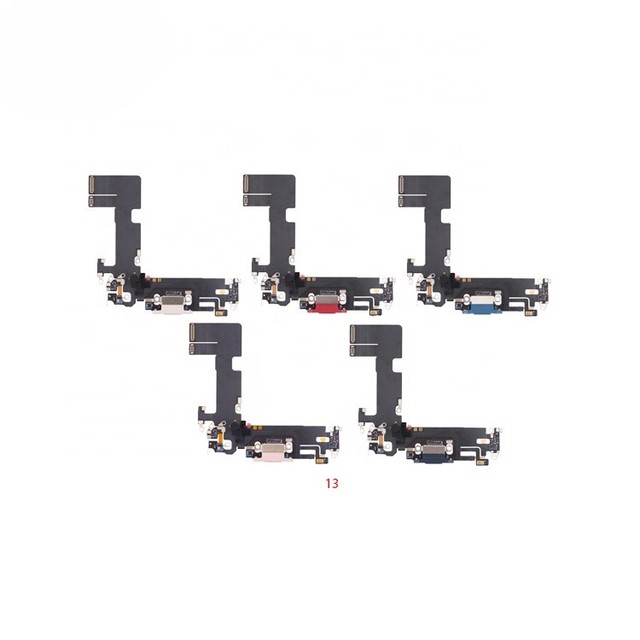 OEM Charging Port for 13 Pro Max Mini Charger Flex Cable Dock Connector with Audio Black/White Bar Design