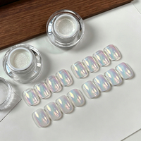 Poudre à ongles effet miroir arc-en-ciel Aurora, pigment holographique laser chrome en pot avec applicateur éponge pour manucure DIY