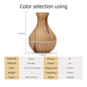 Diffuseur d'arômes ultrasonique en bois grainé de style vase JCSY-391, humidificateur USB pour la maison, le bureau, utilisation sur le bureau, capacité de 0,5 L - Product Image 2