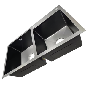 Évier Offset Undermount Évier de cuisine en acier inoxydable Drop In Double Bowl Évier de cuisine 78*45 - Product Image 2