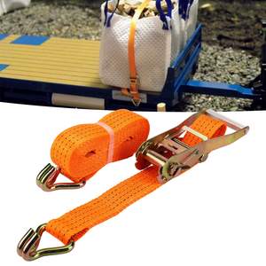 Sangles à cliquet en polyester haute résistance de 50 mm avec double <span class=keywords><strong>crochet</strong></span> en J et résistance à la rupture de 5000 kg pour la fixation de motos et de fourgons de transport - Product Image 4