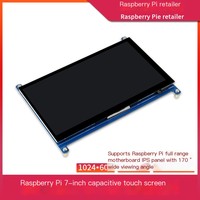 Layar Sentuh Raspberry Pi 7-inci, Layar Sentuh Kapasitif IPS 7-inci untuk Raspberry Pi 3B+/4B