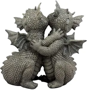 カワイイガーデンドラゴンファミリードラゴンガーデンディスプレイ装飾ドラゴン彫刻石仕上げガーデンデコレーション