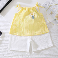 Nouvel ensemble camisole et short aux couleurs vives pour l'été, tenue d'été élégante en deux pièces pour filles, vêtements pour enfants
