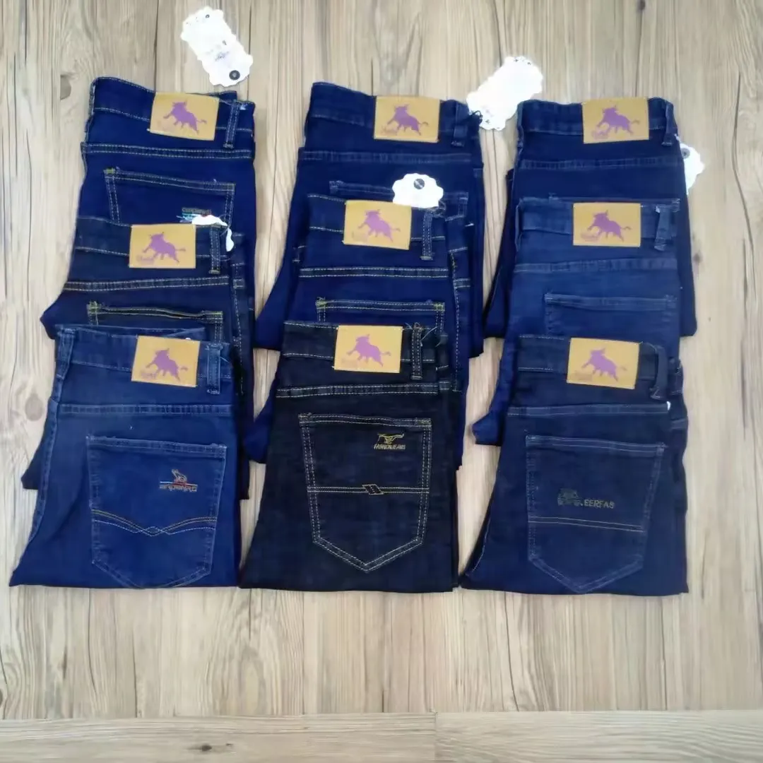 100% New Giá Thấp Thặng Dư Hàng May Mặc Người Đàn Ông Của Cậu Bé Của Denim Quần Siêu Overstock Denim Jeans Phù Hợp với Quần Jean Quần