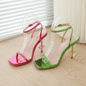 Sandalias de Tacón Alto para Mujer, Modelo 2025, Modernas, Sexys, con Tacón Delgado, Color Rojo Rosa y Verde, para Fiestas - Product Image 2
