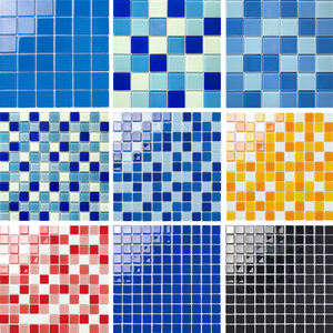 300*300 מרובע חיצוני יוקרתי זכוכית פסיפס בריכת שחייה אריחים הם אריחי פסיפס זכוכית המשמשים לקישוט הקיר הפנימי - Product Image 1