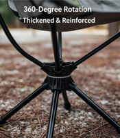 Chaise de camping pivotante en acier inoxydable et alliage d'aluminium, siège large rotatif à 360 degrés, chaise pliante pour jardin