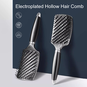 Cepillo de pelo de sarga para mujer, cerdas desenredadoras, pelo rizado y mojado, ergonómico, negro y plateado, cepillo de pelo para desenredar - Product Image 6