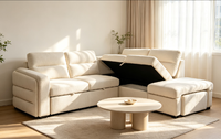 Canapé-lit modulable en L 2 places, design européen, avec rangement et port de charge, vente en gros OEM, écologique
