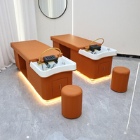 Lit de shampooing multifonctionnel de style thaïlandais moderne avec hydrothérapie, lavabo portable à circulation d'eau, cuir PU pliable