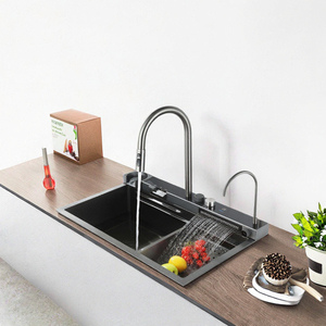HANMEI 304 Stainless Steel Whale Waterfall Display <strong>Kitchen</strong> <strong>Sink</strong> Honeycomb Large Single Bowl LED Digital Display <strong>Kitchen</strong> <strong>Sink</strong> - Product Image 5