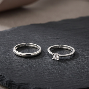 UM Jewelry 18K Gold Plated Stainless Steel Gemstone <b>Rings</b> Zircon Engagement <b>Couple</b> Heart Shape Claw Setting Trendy Daily Wear - Product Image 4