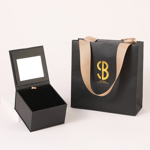 Eco-Friendly Recyclable Paper Jewelry <b>Box</b> Custom Logo Flip Mirror <b>Box</b> with Ribbon for Luxury Jewelry Packaging - Product Image 4