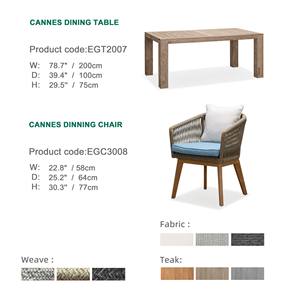 Ensemble de meubles de jardin modernes Express Garden, nouveau design, chaise en corde et table en teck pour salle à manger et utilisation en parc - Product Image 2