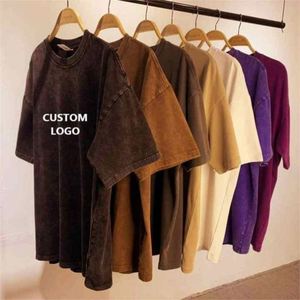 T-shirt Homme Personnalisé 100% Coton Délavé à l'Acide, Coupe Oversize Épaules Tombantes, Grammage Lourd 250 g/m², Effet Stone Wash - Product Image 1