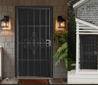 Portes d'entrée en fer forgé, double porte extérieure simple et verre pour tige principale, sécurité d'entrée de maison, porte en acier moulé noir
