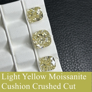 HQ GEMS Amarillo claro 5X5 -- 12X12mm 4 CTS Iced Crushed Cut Moissanite Fancy Vivied Yellow Cushion Diamond - Product Image 3