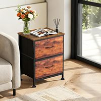 Table de chevet pliable design en MDF, 2 tiroirs, panneau en bois et acier robuste, mobilier de chambre, salon, hôtel, style moderne