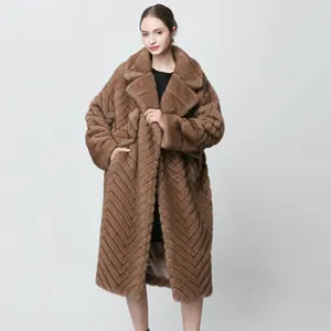 Autumn and winter new mink multi color faux fur coat women's mid-length fashion girls faux fur coat
