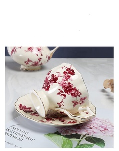 Jarra de cerámica con diseño de <span class=keywords><strong>rosas</strong></span>, juego de taza de café y platillo, tetera inglesa para la tarde con cuchara - Product Image 5