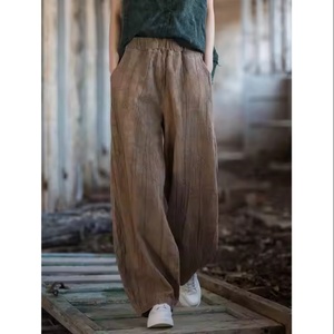 Pantalones de Verano 2025, Pantalones Anchos para Mujer, Color Personalizado, Talla Personalizada, Casuales, Finos, Holgados, de Lino y Algodón - Product Image 5