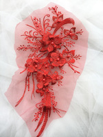 Applique florale 3D en dentelle brodée de perles et de sequins, motif pour robe de mariée