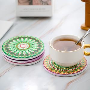 Posavasos absorbente personalizado redondo para bebidas, posavasos en blanco para sublimación, posavasos de piedra de cerámica con corcho - Product Image 3