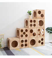 Maison pour chat en bois massif en forme de dés, empilable, modulaire, écologique, pour chats d'intérieur dans le salon